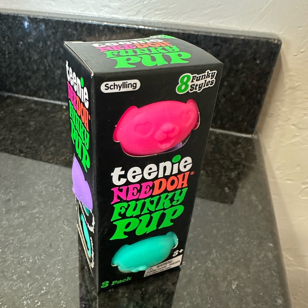 Teenie NeeDoh Funky Pup 3-Pack - Pink, Purple, Green
